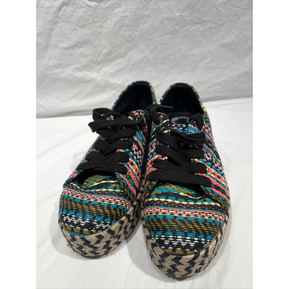 Sam Edelman Circus Colorful Woven BRANDON Stripe Platform Shoes Sz 6M Y2K